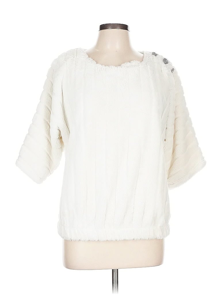 Pre-owned Adrienne Vittadini Pullover Sweater In White