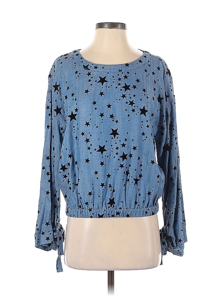Pre-owned Current Air Long Sleeve Blouse In Blue