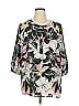 NYDJ 100% Polyester Floral Black Short Sleeve Blouse Size 1X - photo 1