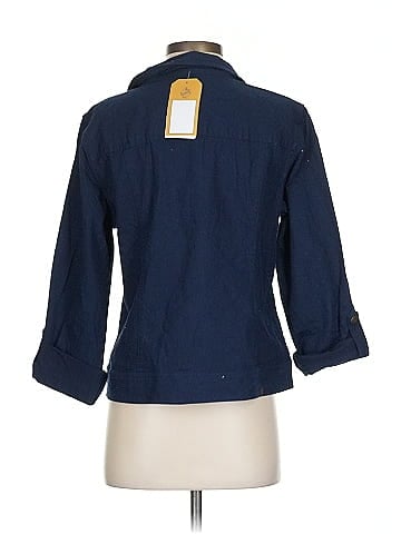 Christopher & Banks Navy Button-Down Shirt with Style (view 2)
