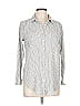 Ann Taylor LOFT Outlet Stripes Silver Long Sleeve Button-Down Shirt Size L - photo 1