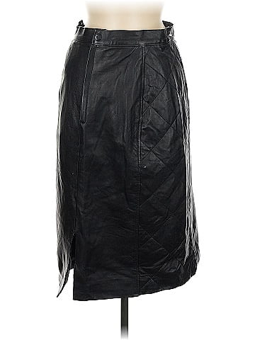 Bibi Black Quilted Textured Leather Skirt (view 1)