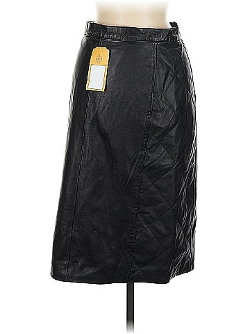 Bibi Black Quilted Textured Leather Skirt (view 2)