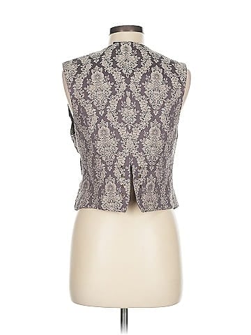 Lizsport Elegant 1990s Gray Jacquard Patterned Vest (view 2)