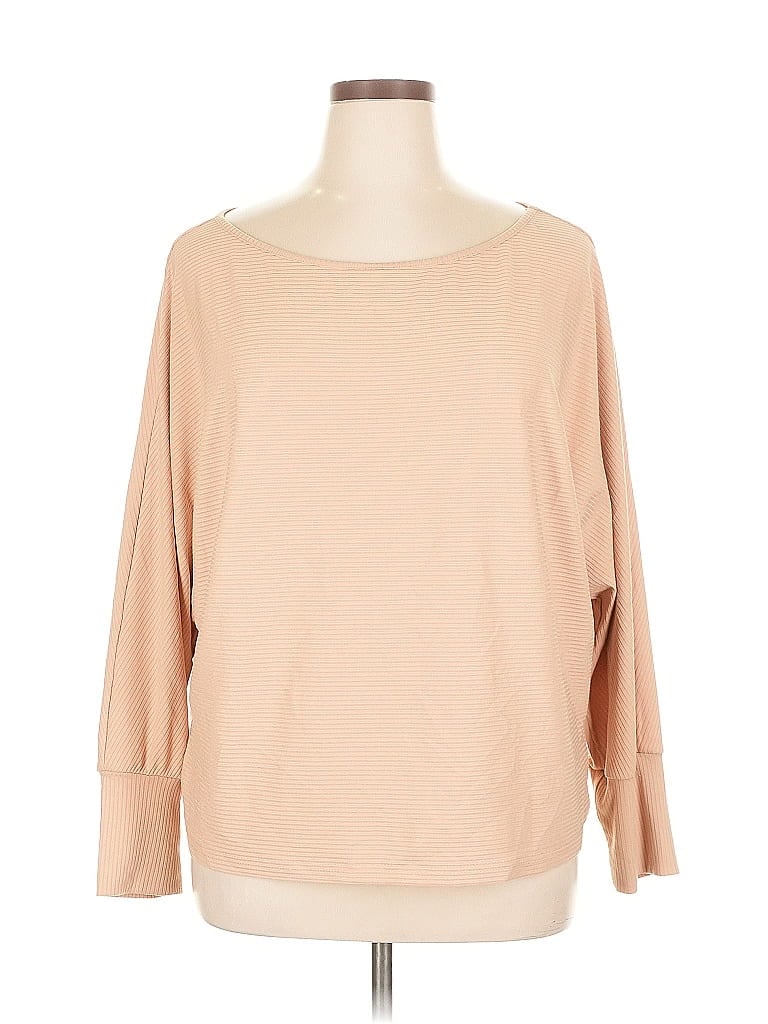 Pre-owned Prettygarden Long Sleeve Top Tan Boatneck Tops In Brown