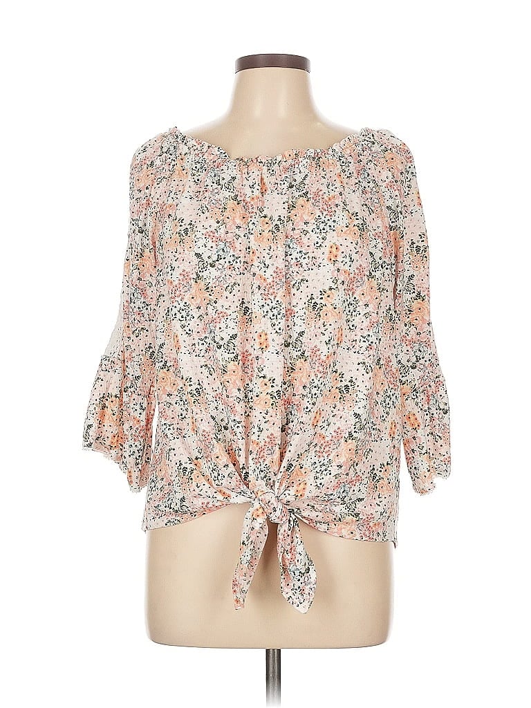 Pre-owned I.n. Studio 3/4 Sleeve Blouse In Pink