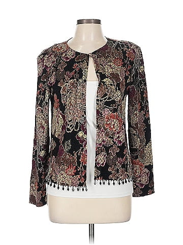 MSK Black Floral Brocade Long Blouse (view 1)