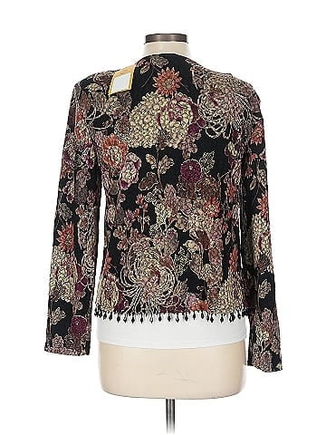 MSK Black Floral Brocade Long Blouse (view 2)