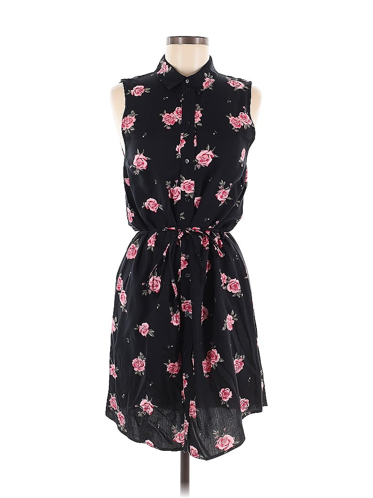 Divided by H&M 100% Viscose Floral Black Casual Dress Size EU 40 / US 10 - photo 1