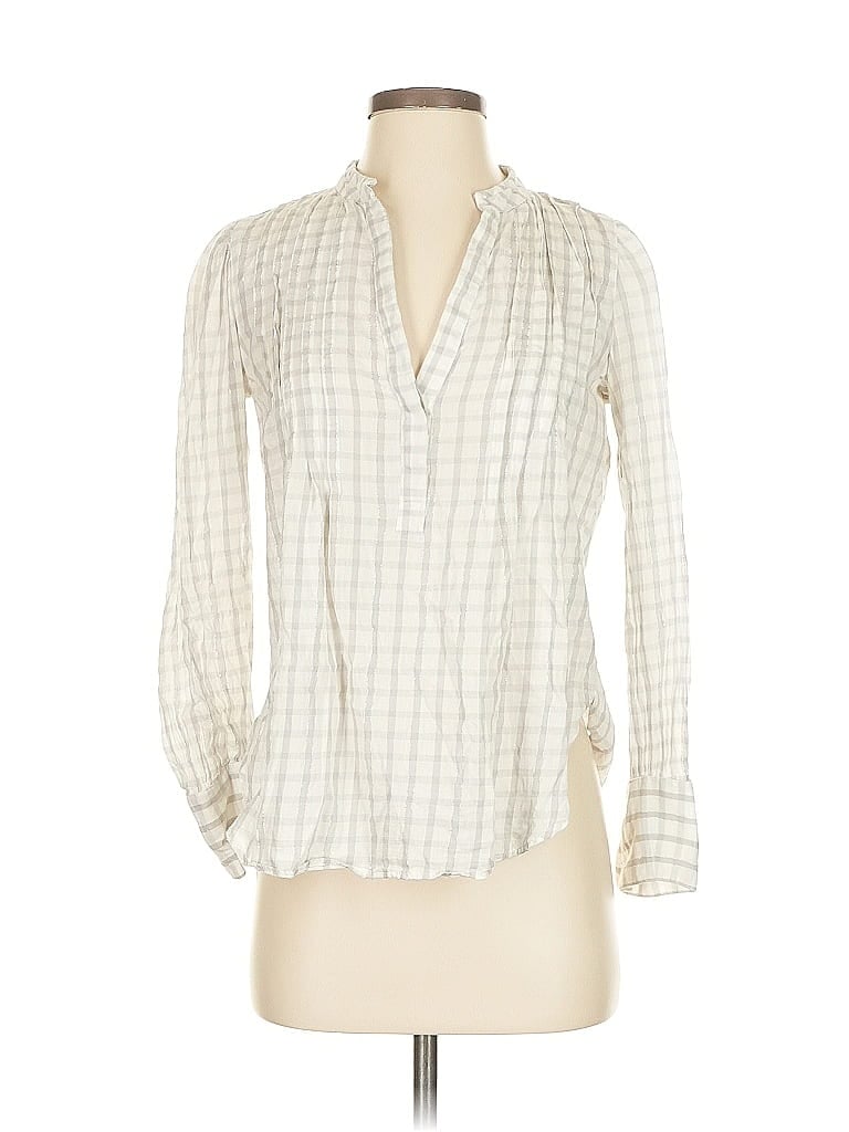 Pre-owned Ann Taylor Loft Long Sleeve Blouse In White
