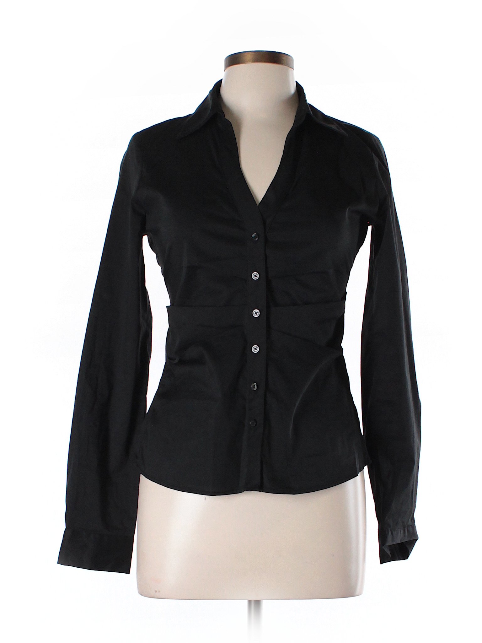 Tahari 100% Cotton Solid Black Long Sleeve Button-Down Shirt Size 4X ...