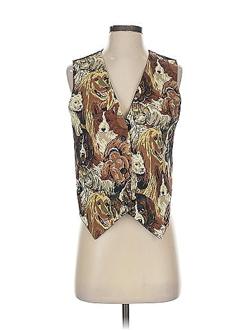 Unbranded Brown Tapestry Vest with Dogs (view 1)