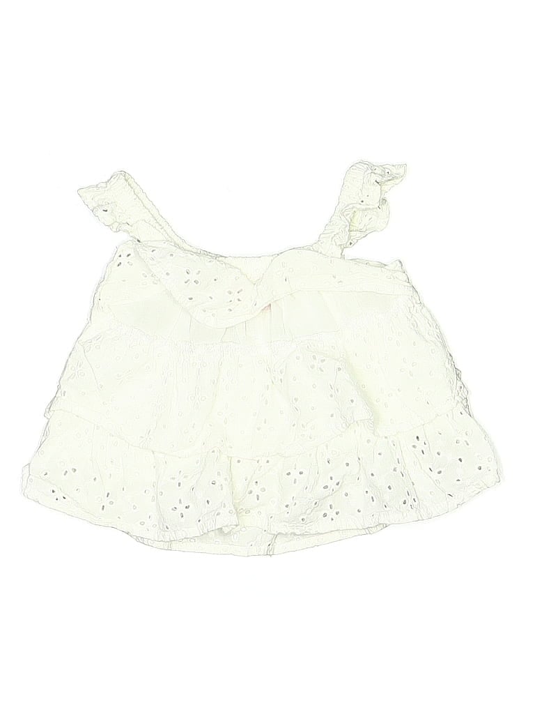 Pre-owned Guess Babies' Tank Top Ivory Ruffles Neckline Tops In White