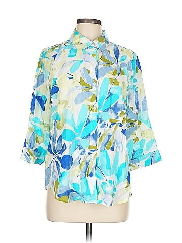 Cathy Daniels Vibrant Blue Foliage Button-Down Shirt (view 1)