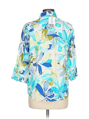 Cathy Daniels Vibrant Blue Foliage Button-Down Shirt (view 2)