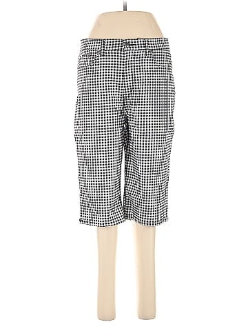 DG^2 by Diane Gilman Black Gingham Patterned Cotton Long Shorts (view 1)