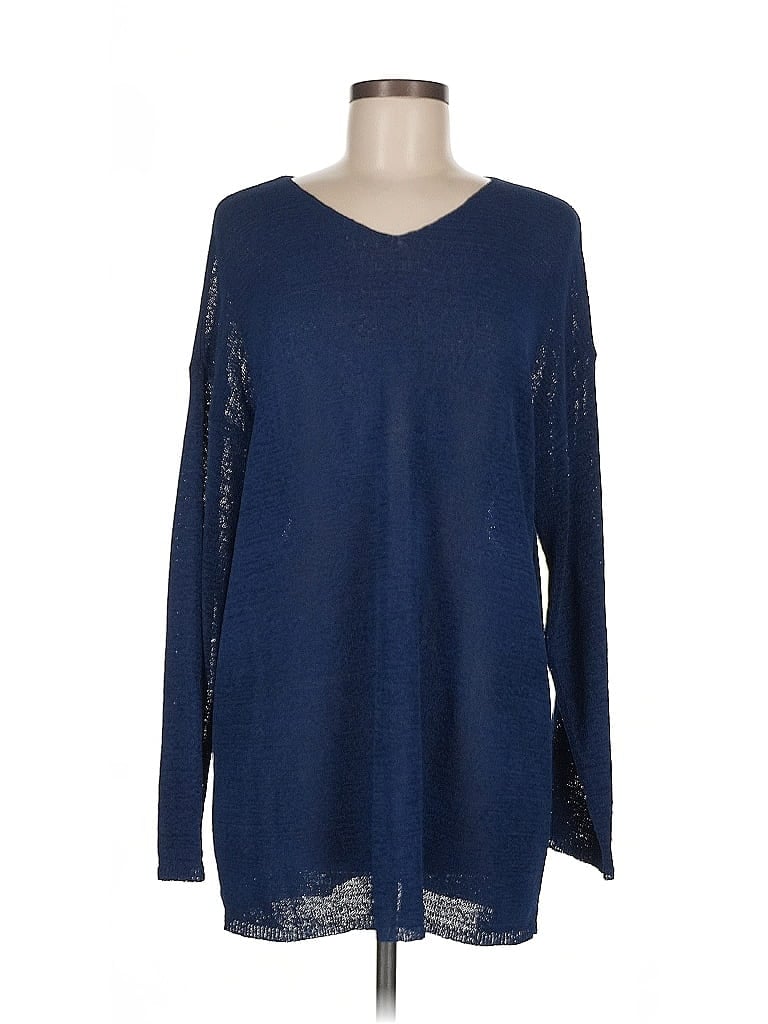 Pre-owned Classiques Entier Long Sleeve Top Blue V Neck Tops