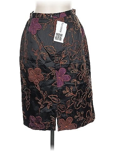 Newport News Black Embroidered Floral Polyester Skirt (view 2)