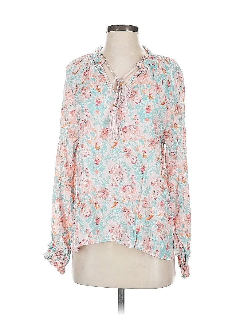 Roller Rabbit 100% Viscose Floral Pink Long Sleeve Blouse Size S - photo 1