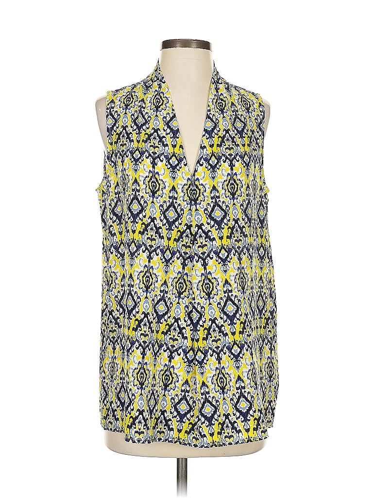 Pre-owned Tyler Boe Sleeveless Silk Top Yellow Halter Neckline Tops