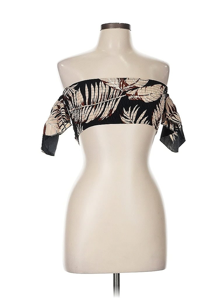 Pre-owned Shein Short Sleeve Top Black Strapless Neckline Tops