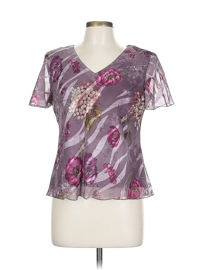 Pre-owned R & M Richards Short Sleeve Blouse In Purple
