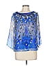 Worth New York 100% Silk Blue 3/4 Sleeve Silk Top Size 10 - photo 1