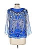 Worth New York 100% Silk Blue 3/4 Sleeve Silk Top Size 10 - photo 2