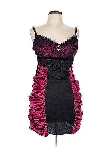 Coquette Burgundy Lace Embellished Lingerie Dress (view 1)