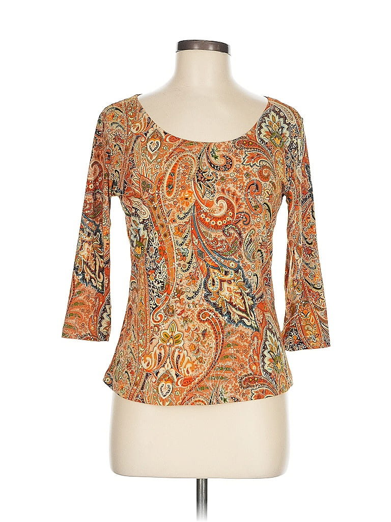 Only Nine Orange Bohemian Brown Paisley Pattern Blouse Size M - 20% off ...