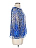 Worth New York 100% Silk Blue 3/4 Sleeve Silk Top Size 10 - photo 4