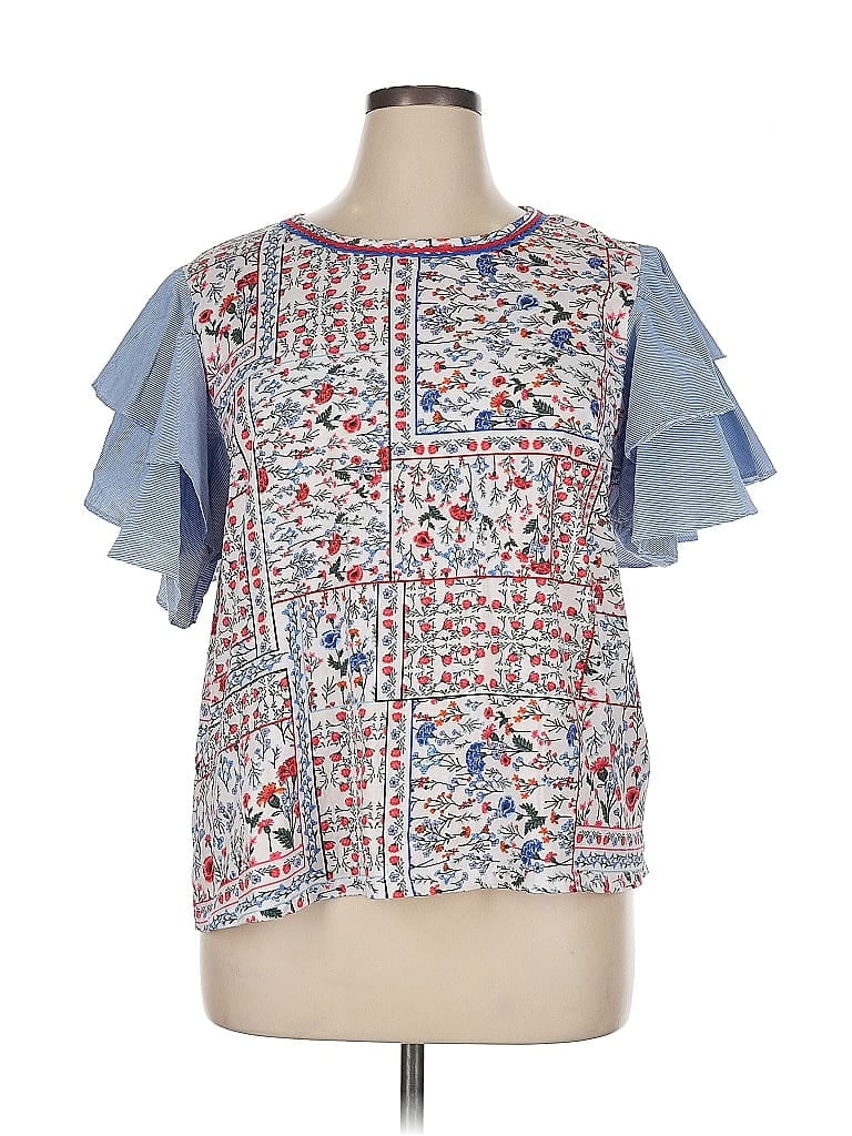 Pre-owned Let Me Be Short Sleeve Blouse In Blue