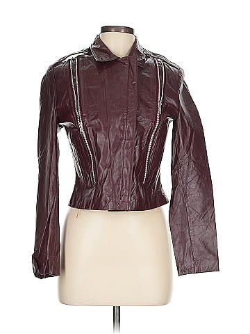 G III Leather Fashions Burgundy Leather Jacket with Zippers (view 1)