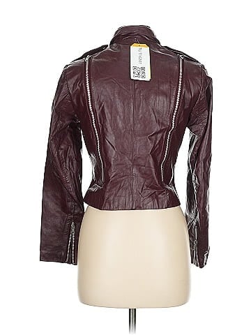 G III Leather Fashions Burgundy Leather Jacket with Zippers (view 2)