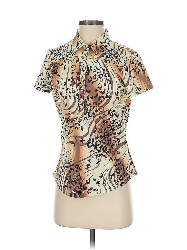 Tail Animal Print Tan Short Sleeve Blouse Size S - photo 1