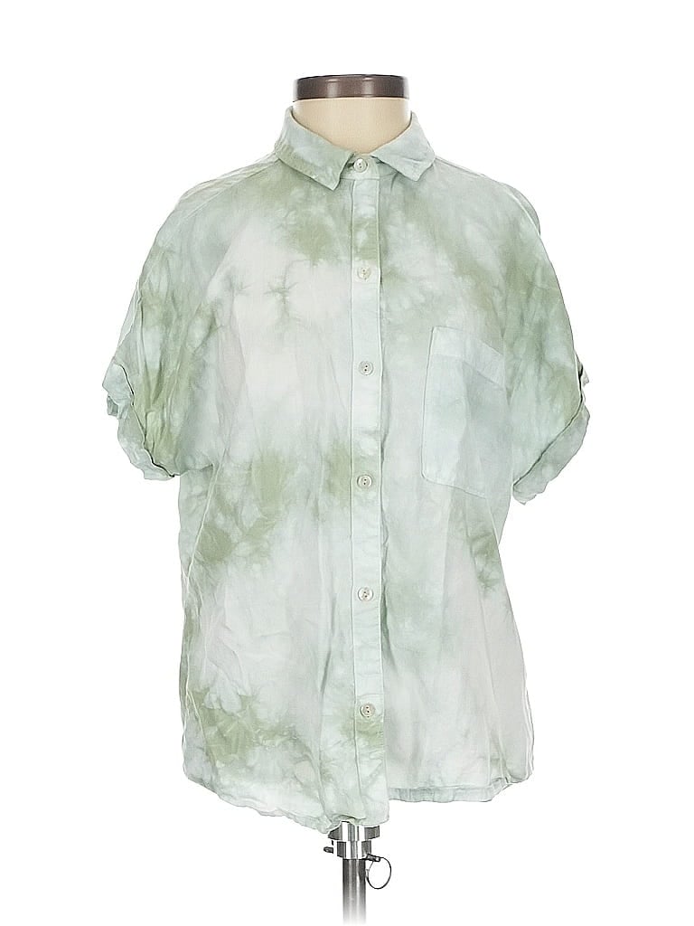 Pre-owned Cloth & Stone X Anthropologie Short Sleeve Blouse In Green