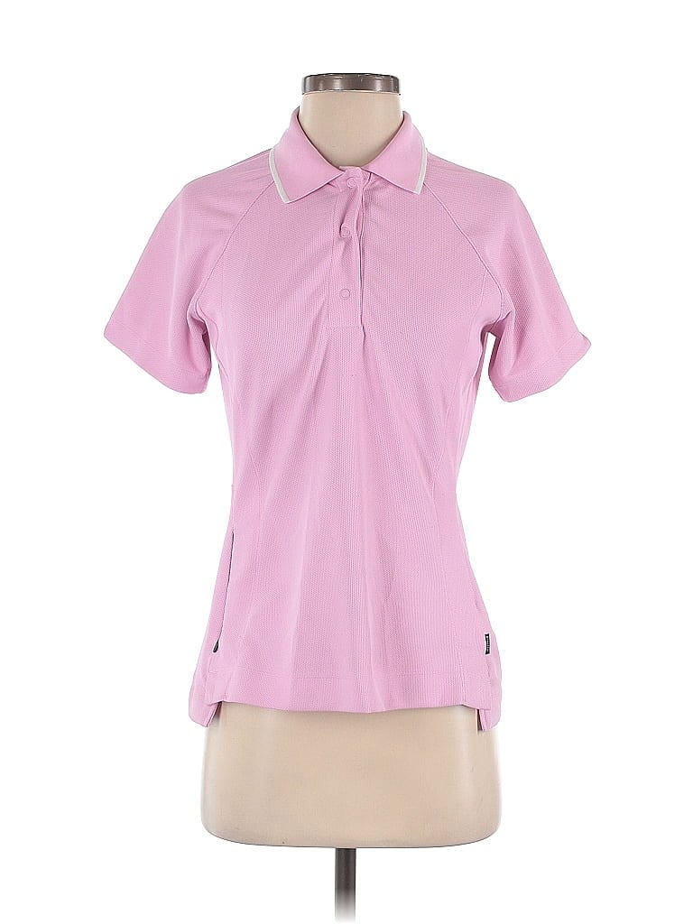 Pre-owned Athleta Short Sleeve Polo Shirt In Pink