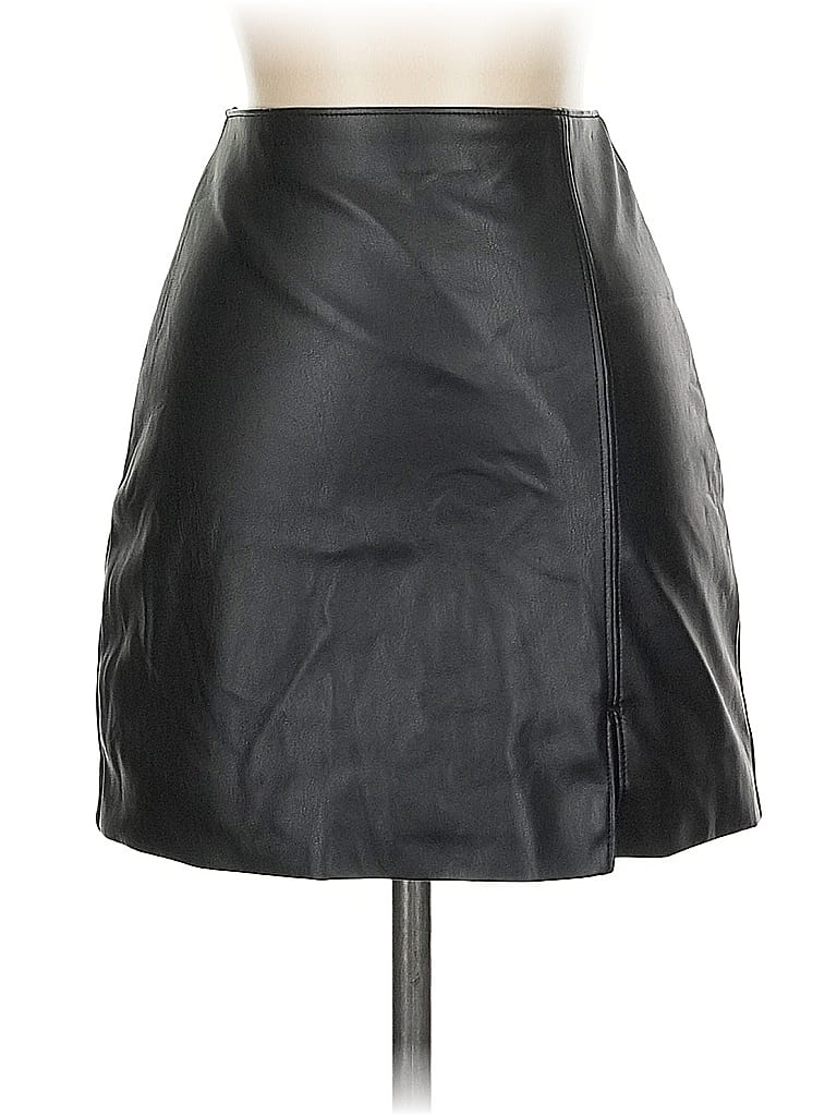 Pre-owned Hollister Faux Leather Skirt In Black
