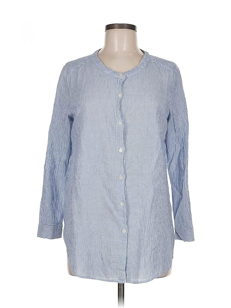 Pre-owned Ann Taylor Loft 3/4 Sleeve Button Down Shirt In Blue