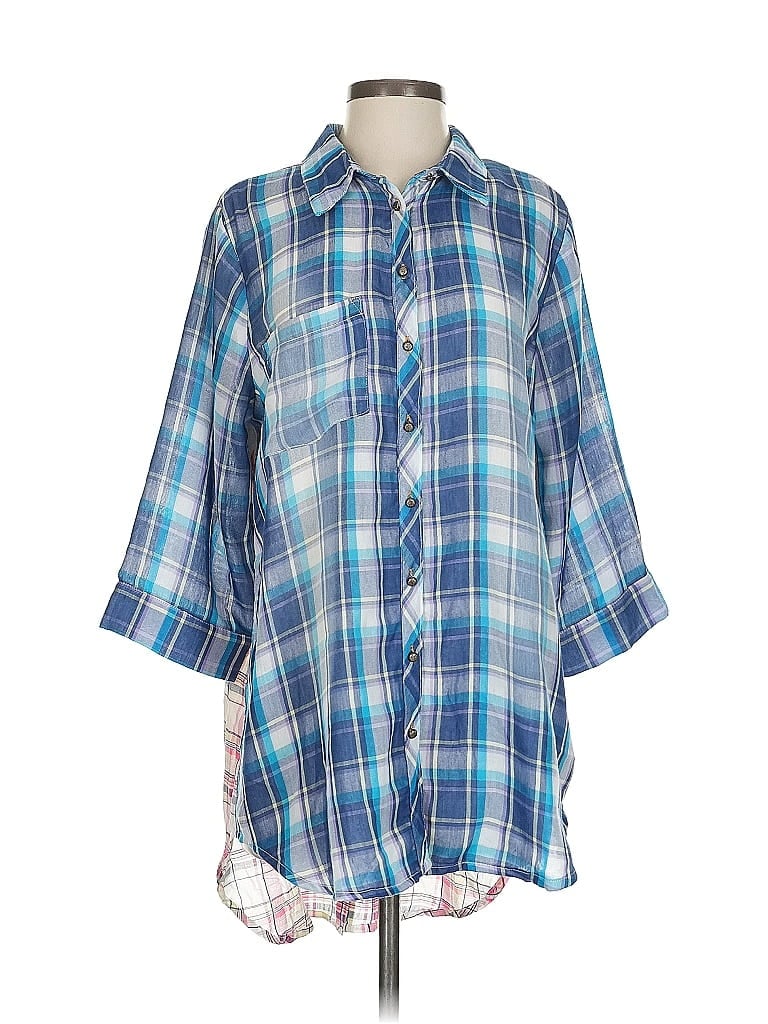 Pre-owned Soft Surroundings 3/4 Sleeve Blouse In Blue