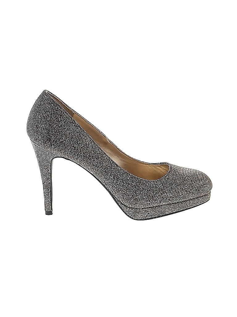 Fioni Tweed Gray Gold Heels Size 7 1/2 - photo 1