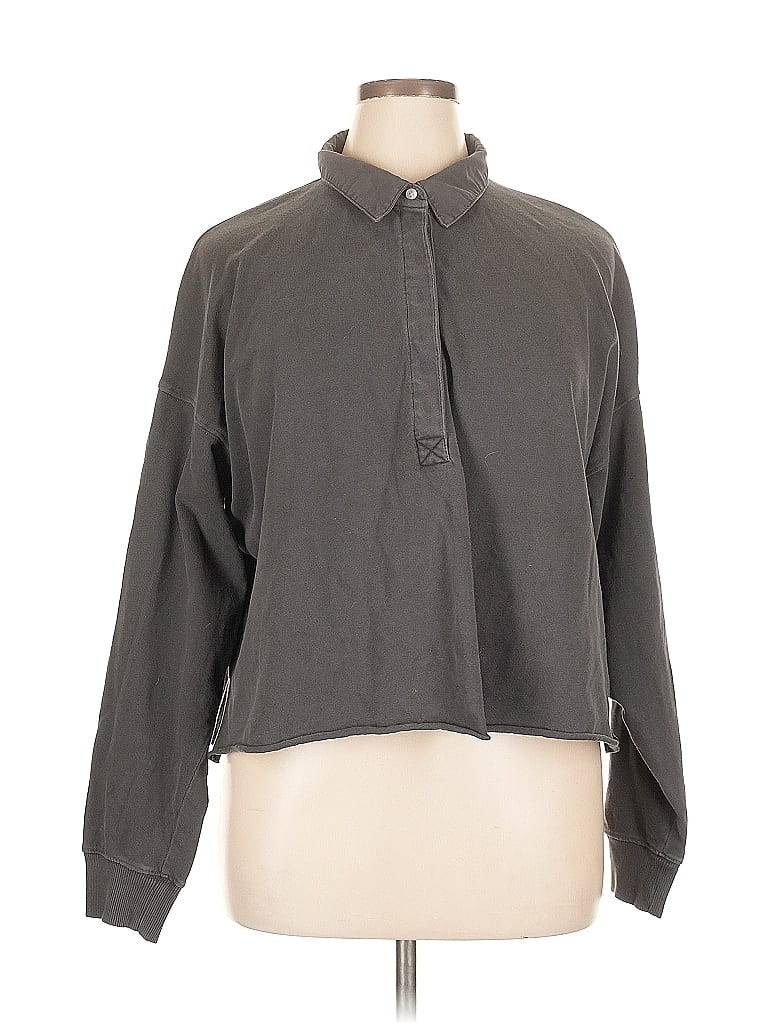 Pre-owned Aerie Long Sleeve Blouse In Gray