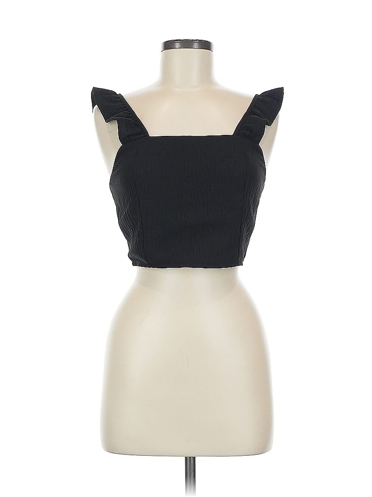 Pre-owned Pink Lily Sleeveless Top Black Sweetheart Neckline Tops