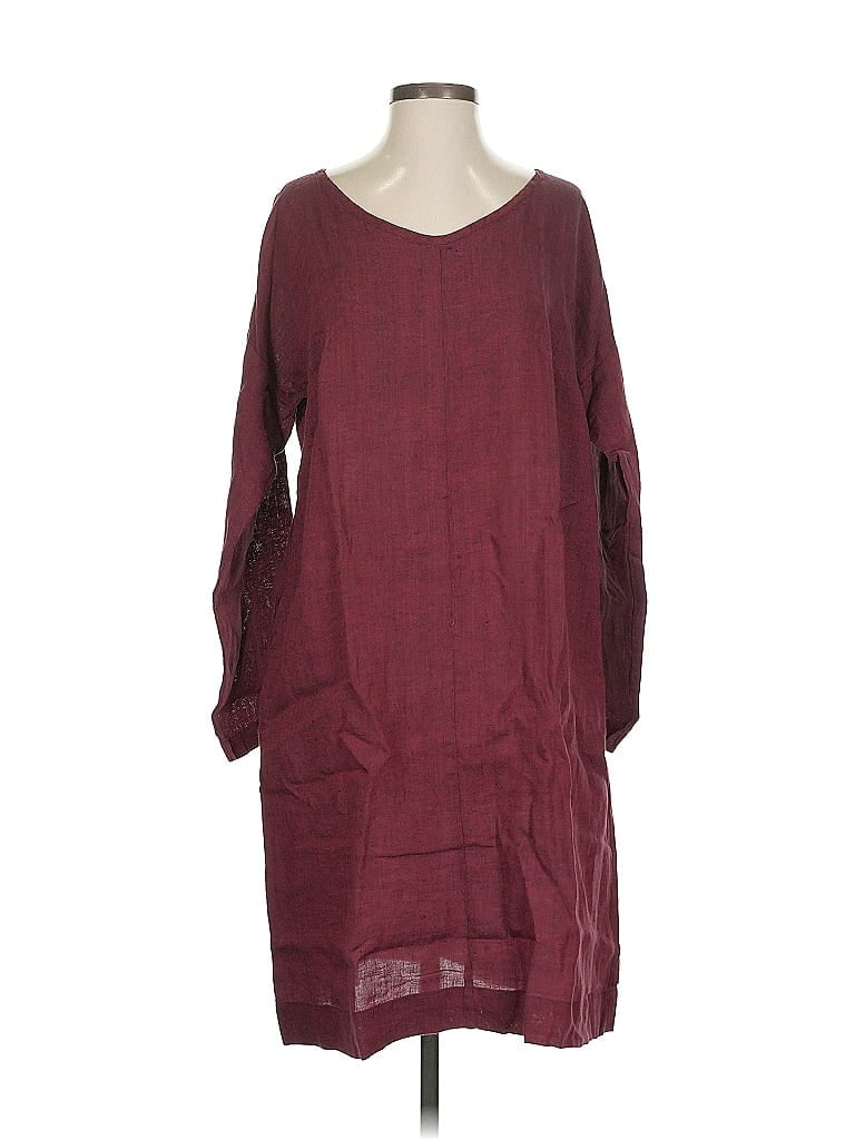 Flax 100% Linen Burgundy Casual Dress Size S - photo 1