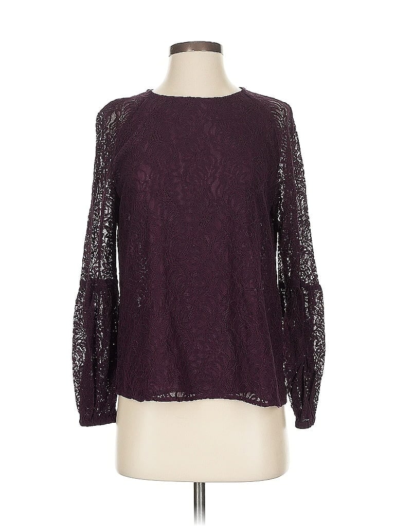 Pre-owned Inc International Concepts Long Sleeve Blouse In Burgundy
