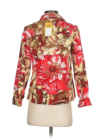 Christopher & Banks Vibrant Red Abstract Print Shirt (view 2)