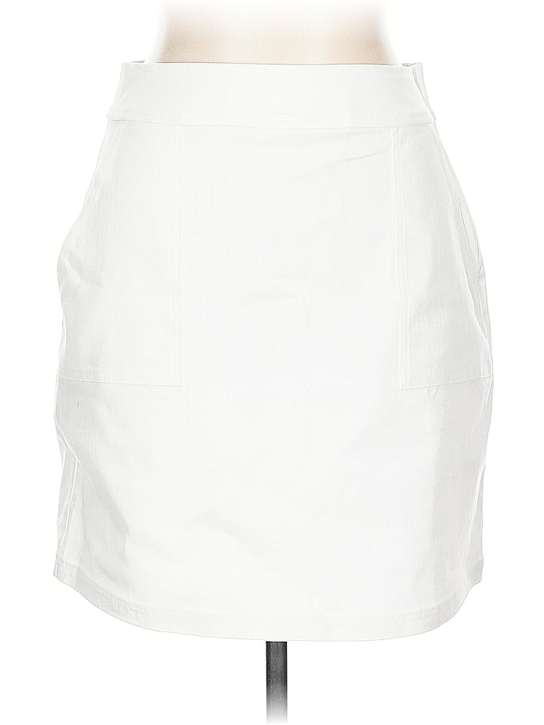 Pre-owned Veronica M Faux Leather Skirt In White