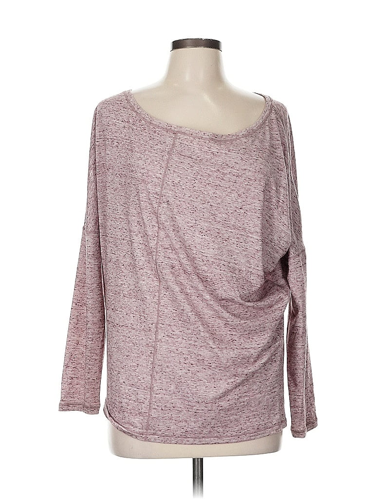 Pre-owned Athleta 3/4 Sleeve T-shirt In Burgundy