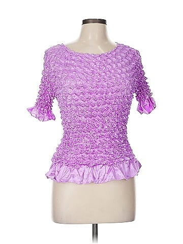 f.c Purple Crinkle 3/4 Sleeve Top (view 1)