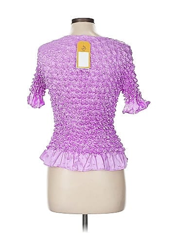 f.c Purple Crinkle 3/4 Sleeve Top (view 2)